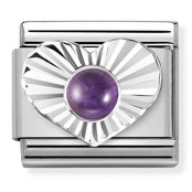 Nomination Link - 330508-35- Classic STONES - Diamond Heart - Amethyst
