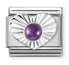 Nomination Link - 330508-35- Classic STONES - Diamond Heart - Amethyst