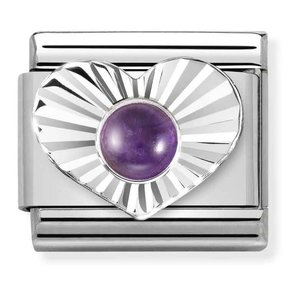 Nomination Link - 330508-35- Classic STONES - Diamond Heart - Amethyst