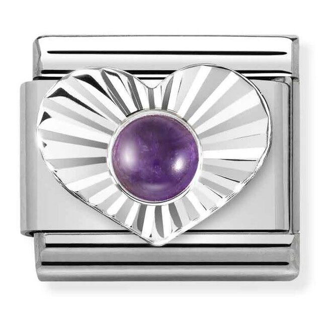 Nomination Link - 330508-35- Classic STONES - Diamond Heart - Amethyst