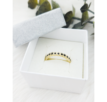 Melano Friends Wave CZ Ring Goud Zwart