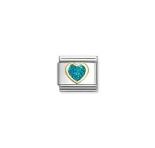 Nomination Link Light Blue Glitter Heart 030220/08