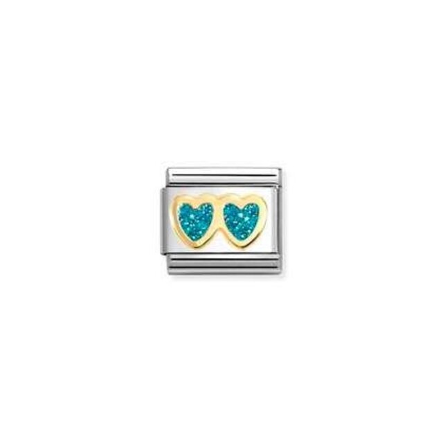 Nomination Link - 030220-12 - Classic GLITTER SYMBOLS - Double Light Blue Hearts Nomination Link - 030220-12 - Classic GLITTER SYMBOLS - Double Light Blue Hearts