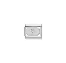 Nomination  Link - 330311-17 - Classic CL SYMBOLS - Cubic zirconia Blunted rectangle WHITE