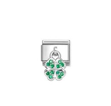 Nomination - 331800-30 - Link Classic CHARMS - GREEN four-leaf clover
