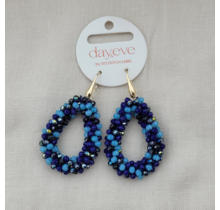 BEADS DROP BLUE MIX OORBELLEN