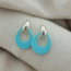 Biba TURQUOISE DROP OORBELLEN ZILVER