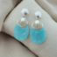 Biba TURQUOISE SHELL OORBELLEN ZILVER