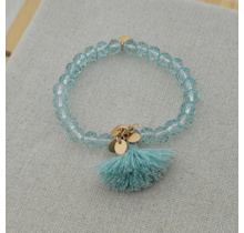 TASSEL ARMBAND CRYSTAL BLAUW GOUD