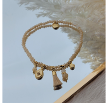 CRYSTAL ARMBAND KWASTJE BEIGE