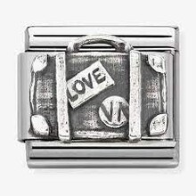 Nomination Link - 330101-62 - Classic OXIDIZED SYMBOLS - Silver Suitcase