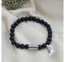 MAT BLACK BEADS ARMBAND SILVER