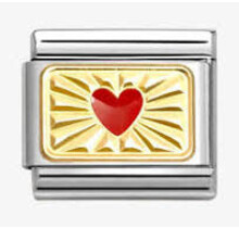 Nomination - 030284-58- Classic PLATES - Enamel and 18k gold Diamond RED Heart
