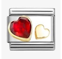 Nomination - 030611-05- Classic FACETED CZ with SYMBOLS - 18k gold Red Heart