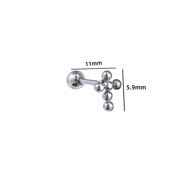 PIERCING CROSS BAL ZILVER EP412-1