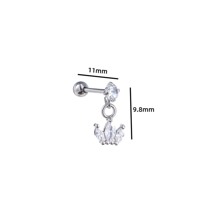 PIERCING DANCING ZIRCONIA CROWN ZILVER EP416-1 PIERCING DANCING ZIRCONIA CROWN ZILVER EP416-1