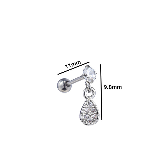 PIERCING DANCING ZIRCONIA DROP ZILVER EP417-1 PIERCING DANCING ZIRCONIA DROP ZILVER EP417-1
