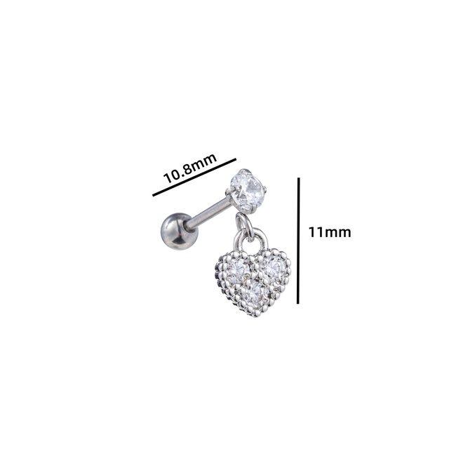PIERCING DANCING ZIRCONIA HEART ZILVER EP418-1 PIERCING DANCING ZIRCONIA HEART ZILVER EP418-1