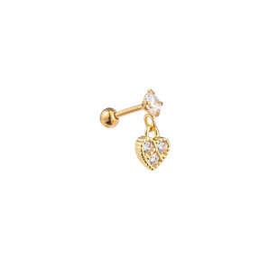 PIERCING DANCING ZIRCONIA HEART GOUD EP418-2