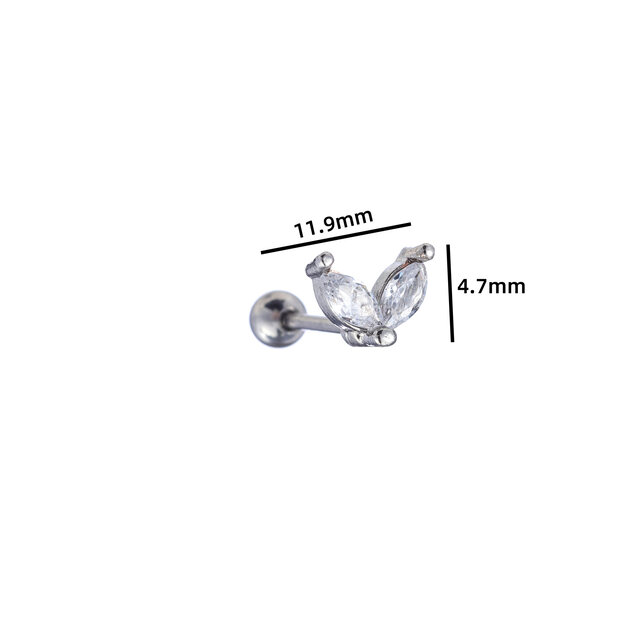 PIERCING ZIRCONIA LEAF ZILVER EP420-1 PIERCING ZIRCONIA LEAF ZILVER EP420-1
