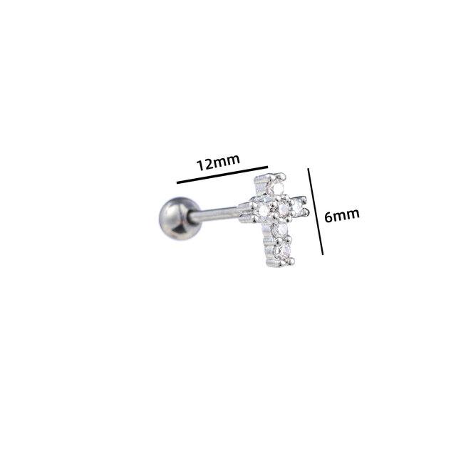 PIERCING ZIRCONIA CROSS ZILVER EP425-1
