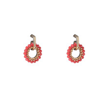 SMALL BEADS CIRCLE BRIGHT CORAL OORBELLEN E3001-22