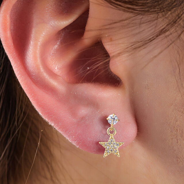 PIERCING DANCING ZIRCONIA STAR GOUD EP415-2