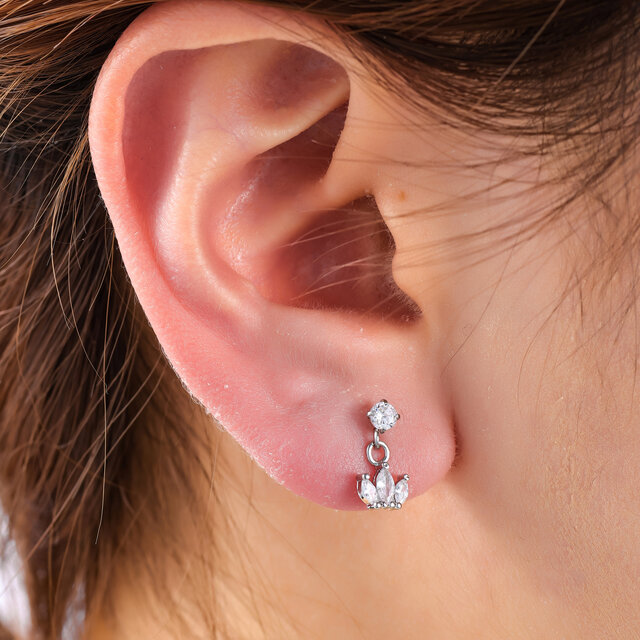 PIERCING DANCING ZIRCONIA CROWN ZILVER EP416-1 PIERCING DANCING ZIRCONIA CROWN ZILVER EP416-1
