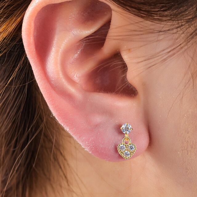 PIERCING DANCING ZIRCONIA HEART GOUD EP418-2