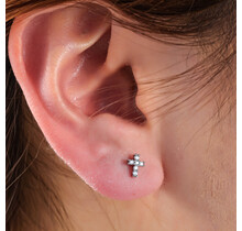 PIERCING ZIRCONIA CROSS ZILVER EP425-1