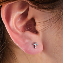 PIERCING ZIRCONIA CROSS ZILVER EP425-1