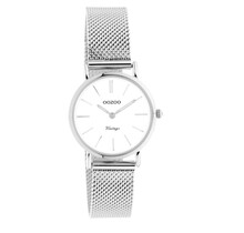 Silver OOZOO watch with silver metal mesh bracelet - C20230