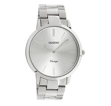 Zilverkleurige OOZOO horloge met zilverkleurige roestvrijstalen armband - C20110