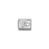 Nomination Link - 330304-47 - Classic CL SYMBOLS  - Raised Hearts and White CZ