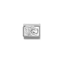 Nomination Link - 330304-47 - Classic CL SYMBOLS  - Raised Hearts and White CZ