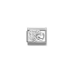 Nomination Link - 330304-47 - Classic CL SYMBOLS  - Raised Hearts and White CZ