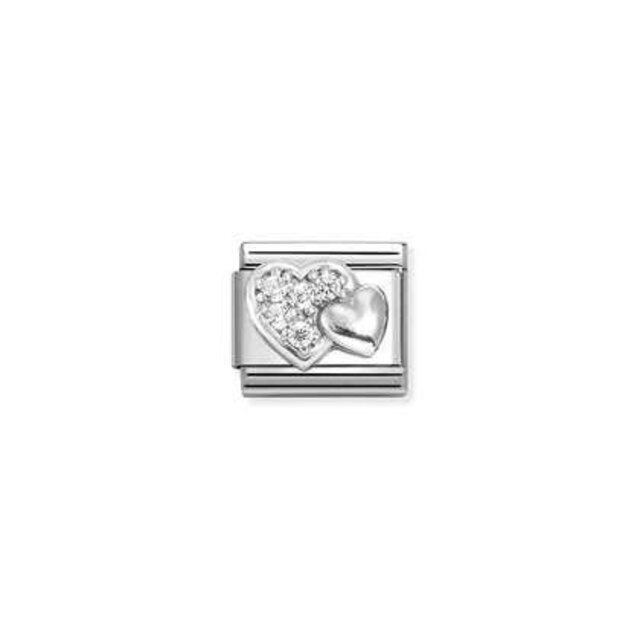 Nomination Link - 330304-47 - Classic CL SYMBOLS  - Raised Hearts and White CZ