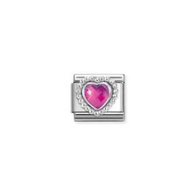 Nomination Link - 330606-030 - Classic CL FACETED STONES - Heart with Dots rich Setting Fuchsia