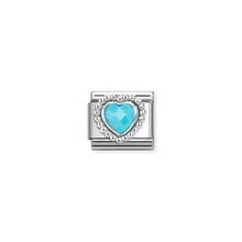 Nomination Link - 330605-039 - Classic CL FACETED STONES - Heart with Dots rich Setting Turquoise