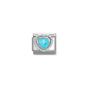 Nomination Link - 330605-039 - Classic CL FACETED STONES - Heart with Dots rich Setting Turquoise