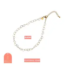 A3892-2 Heart Chain Anklet - 14K