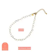 A3892-2 Heart Chain Anklet - 14K