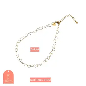 A3892-2 Heart Chain Anklet - 14K