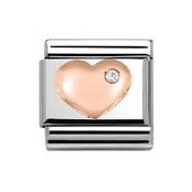 Nomination Link Rosékleurig - 430305-01 - Classic SYMBOLS IN STAINLESS STEEL WITH 9K ROSE GOLD AND CZ - Heart Nomination Link Rosékleurig - 430305-01 - Classic SYMBOLS IN STAINLESS STEEL WITH 9K ROSE GOLD AND CZ - Heart
