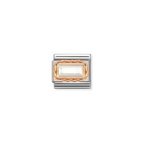 Nomination Link Rosékleurig - 430512-12 - Classic BAGUETTE STONE WITH RICH SETTING - White Mother of Pearl