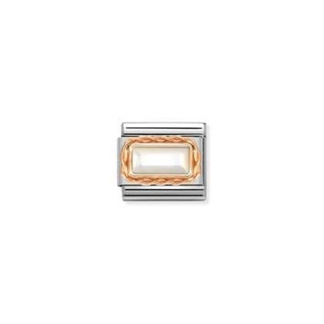 Nomination Link Rosékleurig - 430512-12 - Classic BAGUETTE STONE WITH RICH SETTING - White Mother of Pearl Nomination Link Rosékleurig - 430512-12 - Classic BAGUETTE STONE WITH RICH SETTING - White Mother of Pearl