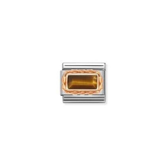 Nomination Link Rosékleurig - 430512-41 - Classic BAGUETTE STONE WITH RICH SETTING - Tiger Eye Nomination Link Rosékleurig - 430512-41 - Classic BAGUETTE STONE WITH RICH SETTING - Tiger Eye