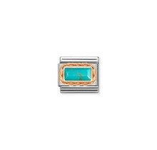 Nomination Link Rosékleurig - 430512-06 - Classic BAGUETTE STONE WITH RICH SETTING - Turquoise