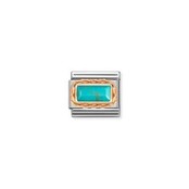 Nomination Link Rosékleurig - 430512-06 - Classic BAGUETTE STONE WITH RICH SETTING - Turquoise Nomination Link Rosékleurig - 430512-06 - Classic BAGUETTE STONE WITH RICH SETTING - Turquoise