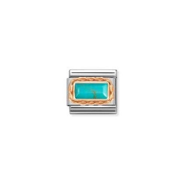 Nomination Link Rosékleurig - 430512-06 - Classic BAGUETTE STONE WITH RICH SETTING - Turquoise Nomination Link Rosékleurig - 430512-06 - Classic BAGUETTE STONE WITH RICH SETTING - Turquoise